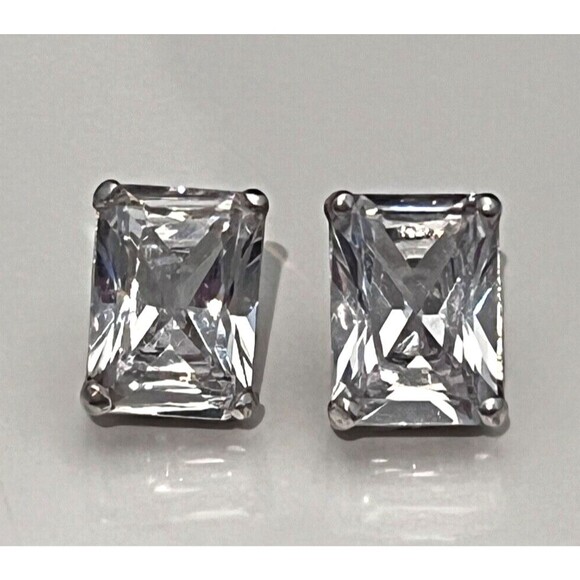 Vintage Givenchy Earrings Sterling Silver Cubic Zirconia Logo Design Pierced 7E - Picture 6 of 6